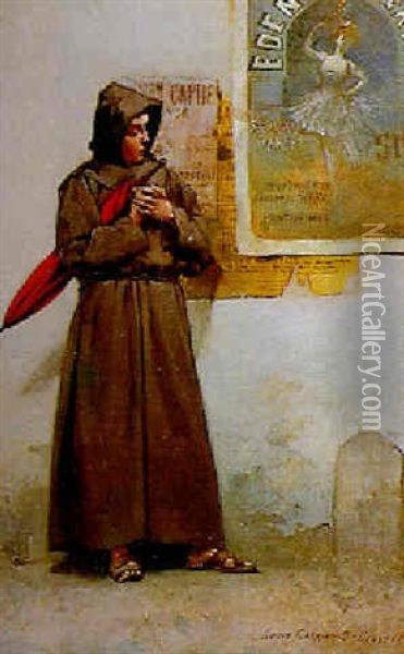 Le Moine Amateur De 1885. Le Spectacle Oil Painting - Louis Robert Carrier-Belleuse