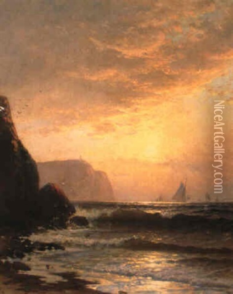 Coastal Scene At Sunset Oil Painting - Alfred Thompson Bricher