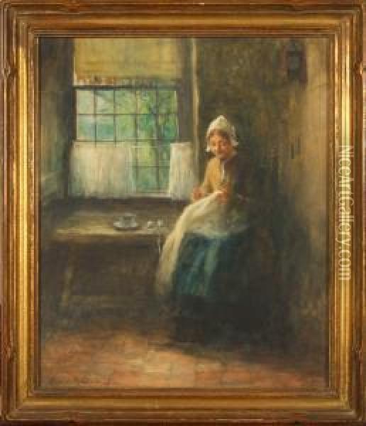 Dutch Interior 'katwyk' Oil Painting - Carl Eugene Mulertt