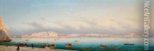 Sliema And Manoel Island From Marsamuscetto Oil Painting - Gian Gianni