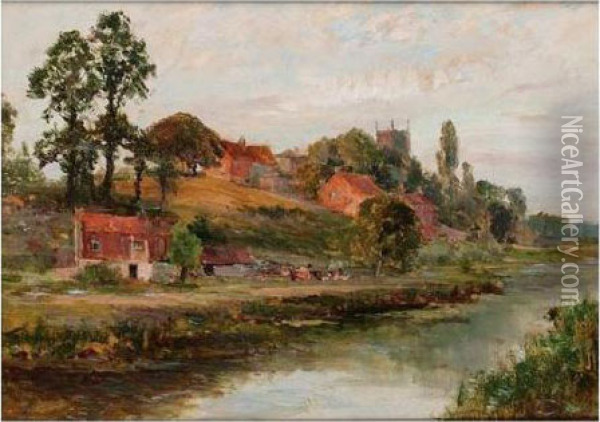 A Dorset Village Oil Painting - Ernst Walbourn