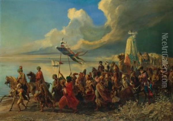 Le Hajj Oil Painting - Edme Alexis Alfred Dehodencq
