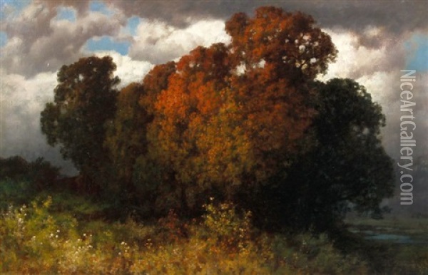Symbolistische Herbstszene Oil Painting - Traugott Hermann Ruedisuehli