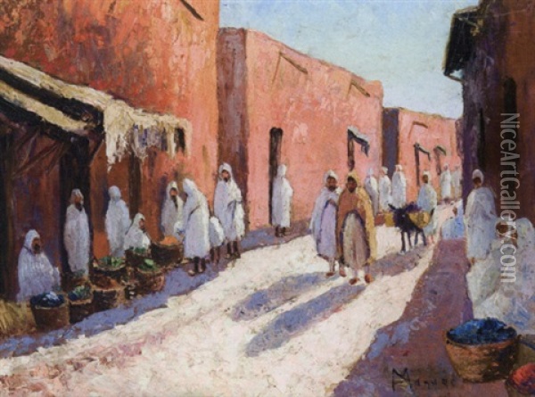 Ruelle Animee En Tunisie Oil Painting - Vincent Manago