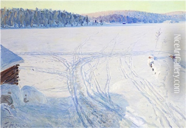 Winter View Oil Painting - Jonas Heiska