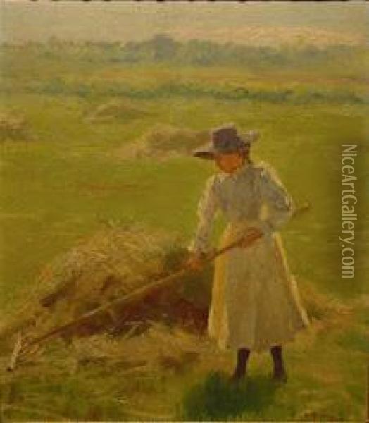 Woman Haying Oil Painting - Addison Thomas Millar