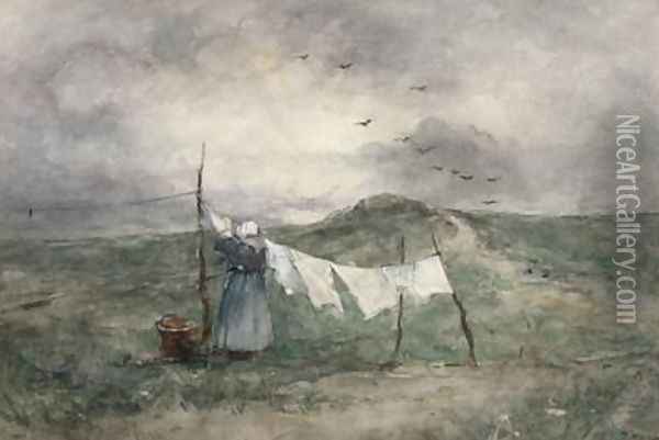 Washing Day Oil Painting - Jacob Henricus Maris