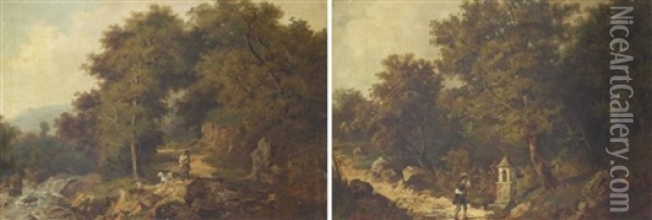 Landschaften Mit Figurenstaffage (pair) Oil Painting - Antonio Rose