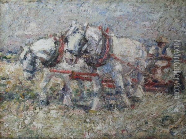 Ploughing Oil Painting - Harry Fidler