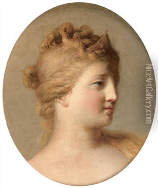 Portrait D'hersilie, Reine Des Romains Oil Painting - Jean Jacques Francois Le Barbier