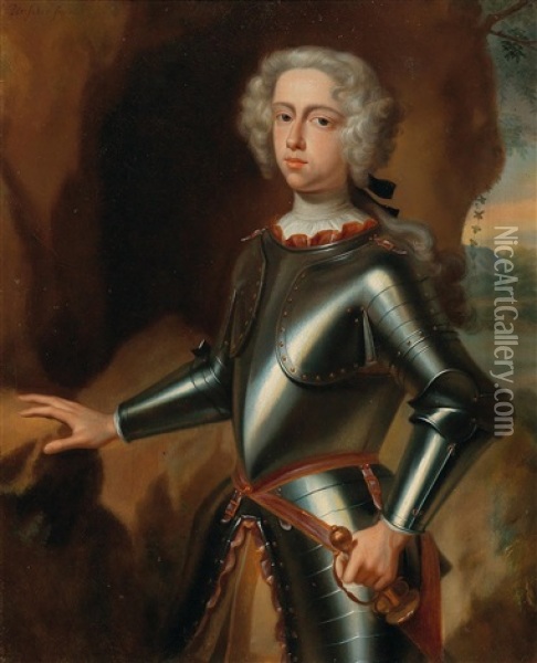 Portrait Of A Young Officer Traditionally Identified As Prince Eugene Of Savoy Oil Painting - Constantyn Netscher
