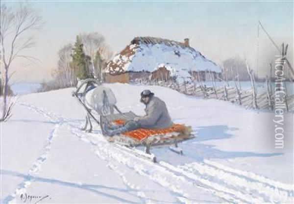 Returning Home With The Sledge Oil Painting - Andrei Afanas'Evich Egorov