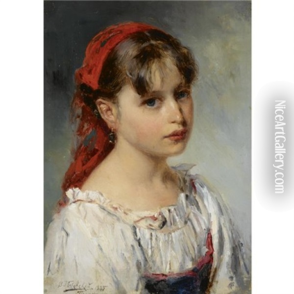 Portrait Of An Italian Girl Oil Painting - Vladimir Egorovich Makovsky