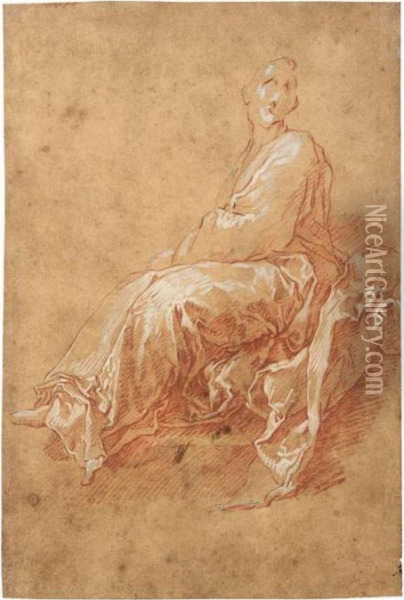 Study Of A Seated Figure Oil Painting - Abraham Bloemaert