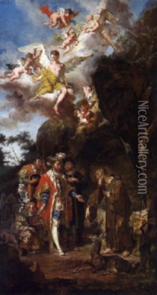 Der Westgotenkonig Wamba Entdeckt Den Heiligen Aegidius Oil Painting - Franz Anton Maulbertsch