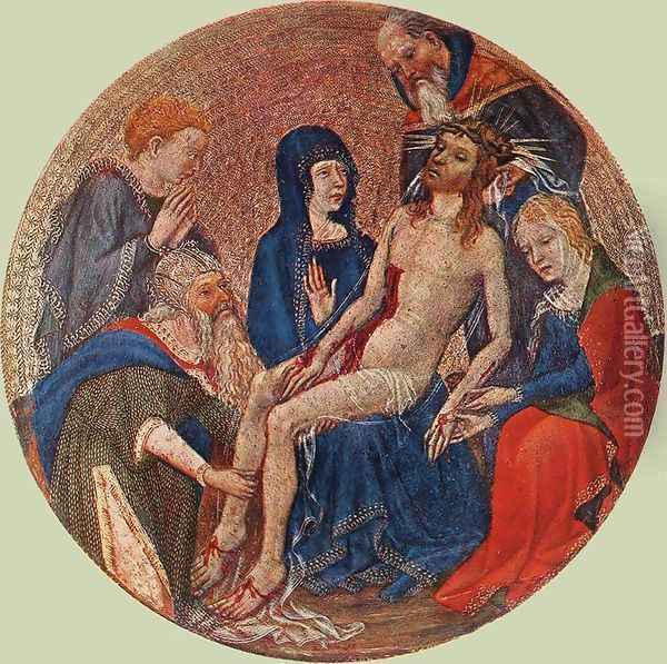 The Small Circular Pieta c. 1390 Oil Painting - French Unknown Masters