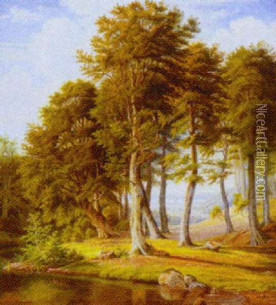 Skovparti Oil Painting - Adolf Heinrich Mackeprang