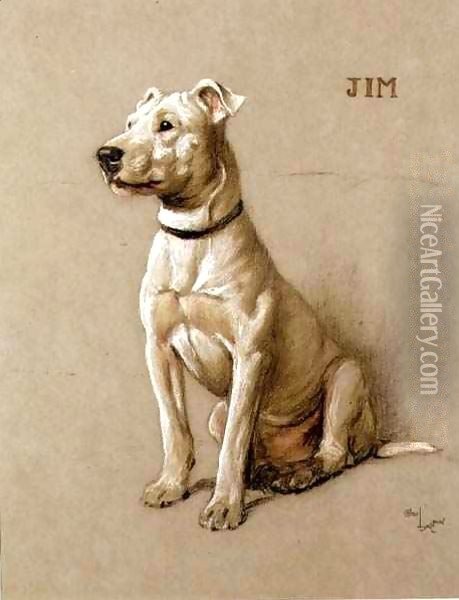 Jim, a Bull Terrier Oil Painting - Cecil Charles Aldin