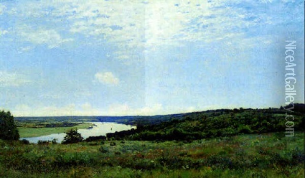 A Lush River Landscape Oil Painting - Victor Jean Baptiste Barthelemy Binet