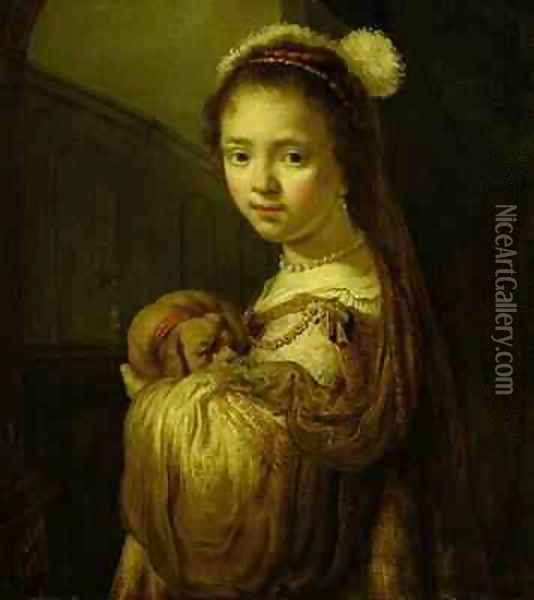 Picture of a Young Girl Oil Painting - Govert Teunisz. Flinck