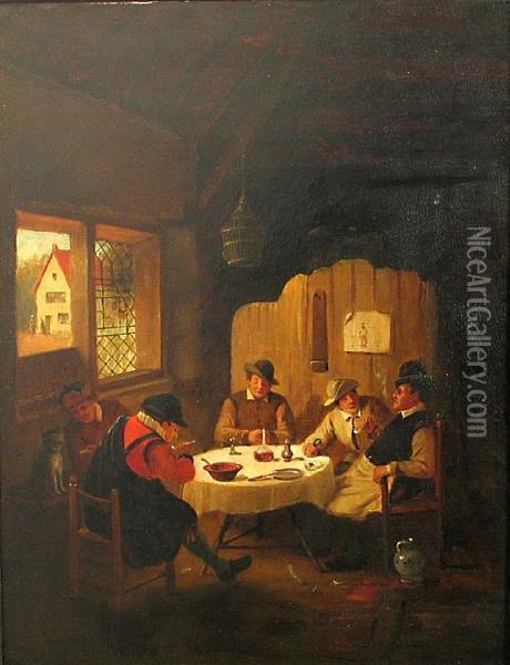 A Tavern Interior With Figures Oil Painting - David The Younger Teniers