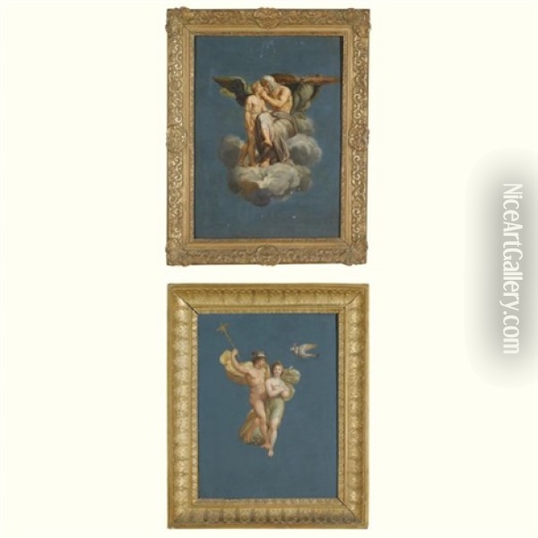 Jupiter And Ganymede (+ Mercury And Psyche; 2 Works) Oil Painting - Jacques-Louis David
