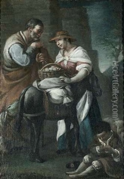 Die Eierverkauferin. Allegorie Der Wollust Oil Painting - Giuseppe Gambarini