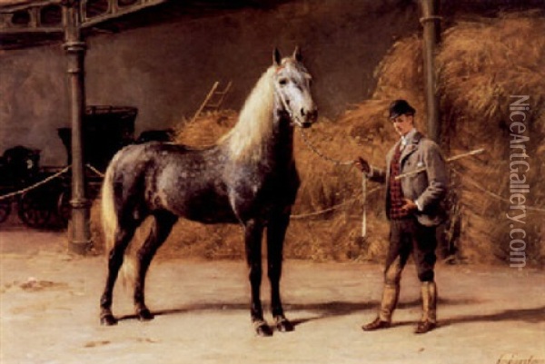 A Gentleman With His Orlov-trotter Oil Painting - Otto Eerelman