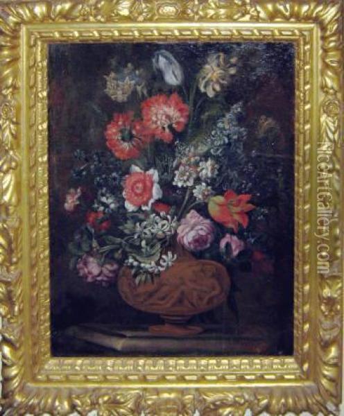Nuzzi , 'still Life With Flowers', Oil On Canvas, 66cm X 52cm,framed Oil Painting - Mario Nuzzi Mario Dei Fiori