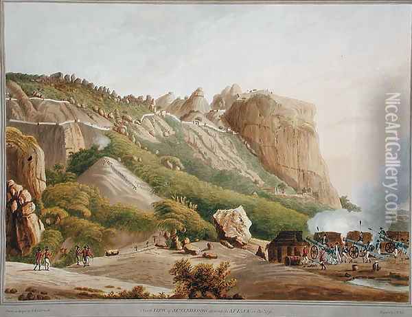 North View of Sewandroog showing the Attack in December 1791 Oil Painting - Robert H.Colebrooke