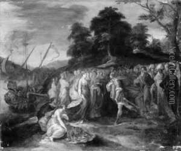 In Der Art

 Die Ankunft Der Konigin Von Saba.

 Ol Auf Oil Painting - Frans II Francken