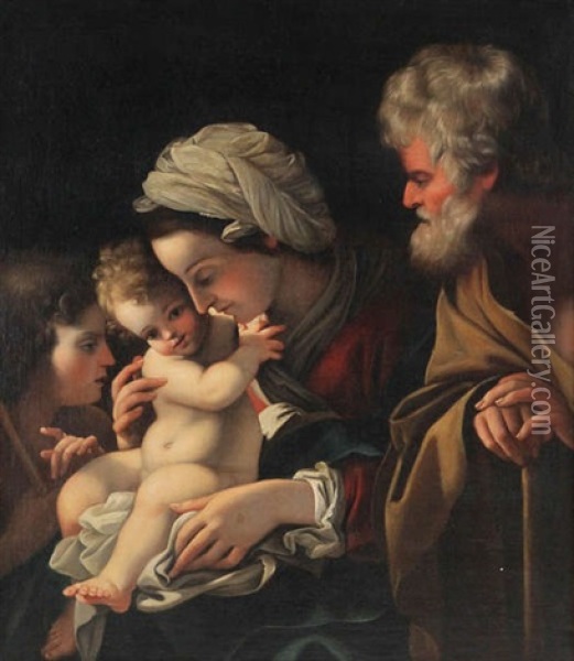 Sainte Famille Et Saint-jean Enfant (collab. With Studio) Oil Painting - Bartolomeo Schedoni
