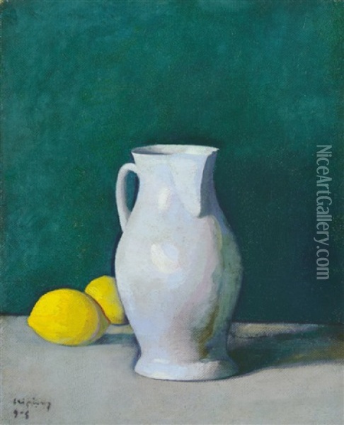 Still-life With Lemons Oil Painting - Dezsoe Czigany