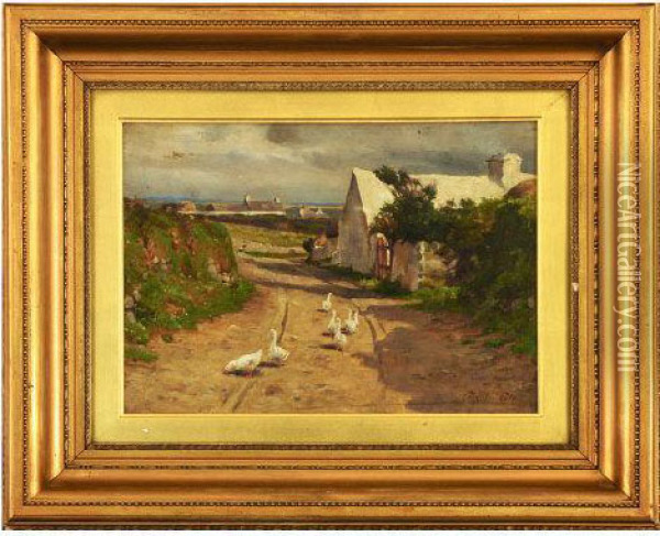 Geese / Irish Country Lane Oil Painting - Chisolm Cole