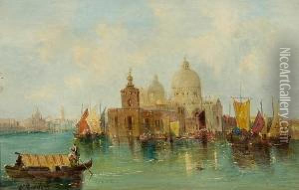 Santa Maria Della Salute From The Lagoon, Venice Oil Painting - William Meadows