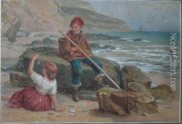 Crabbing Oil Painting - James William Cole