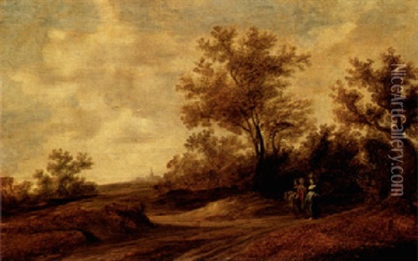 A Dune Landscape With Figures By A Track Oil Painting - Reynier Van Der Laeck