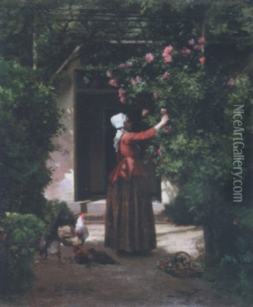 La Cueuillette Des Fleurs Oil Painting - Charles-Marie Lhuillier