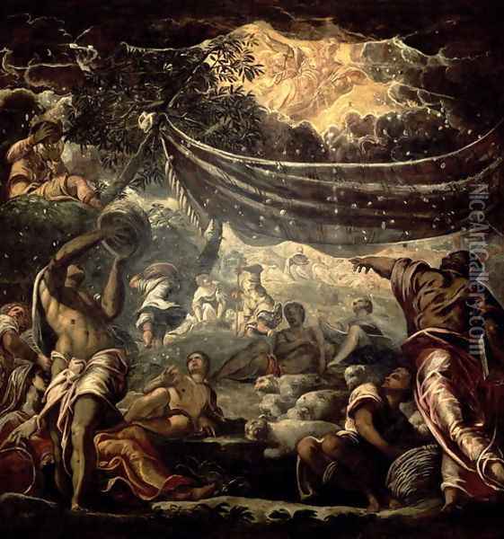 The Fall of Manna Oil Painting - Jacopo Tintoretto (Robusti)