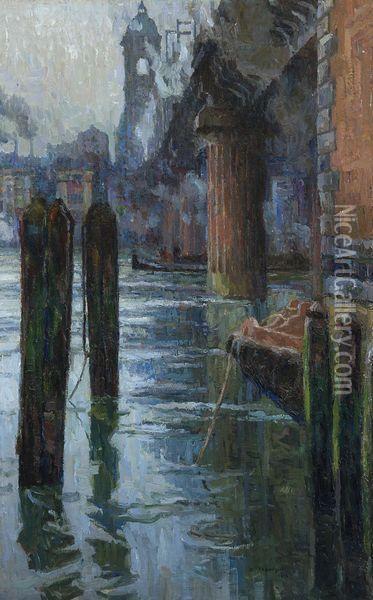 Vue Sur Hungerford Bridge A Londres Oil Painting - Albert Baertsoen