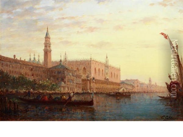 The Doge's Palace, Venice Oil Painting - Charles Clement Calderon