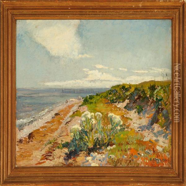 Coastal Scene On A Calm Summer Day Oil Painting - Einar Vilhelm Bogh