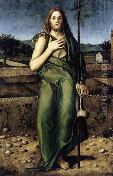 St John the Baptist 1500s Oil Painting - Girolamo da Santacroce