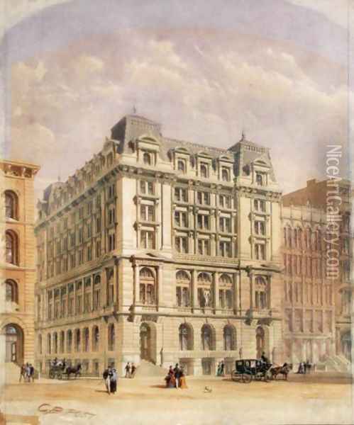 A Competition Drawing for the Equitable Assurance Building, 1867 Oil Painting - George Browne Post