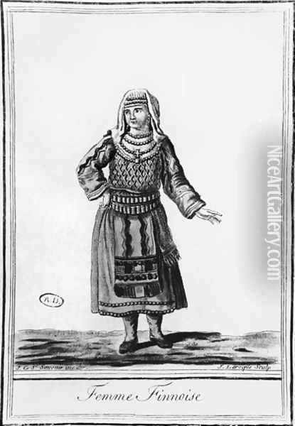 Finnish woman in traditional costume, engraved by J. Laroque Oil Painting - Sauveur, J.G.