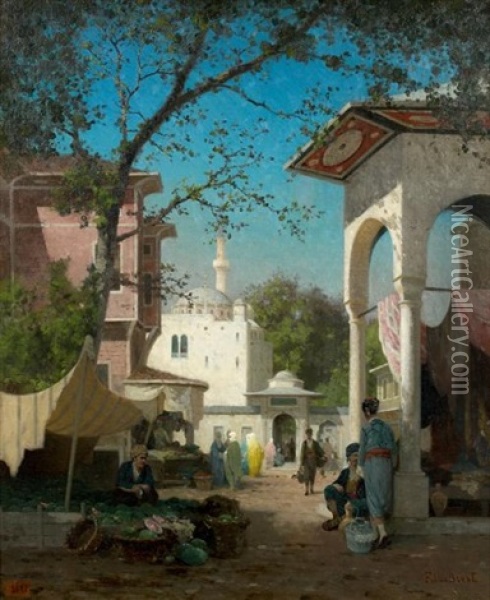 Rue Animee A Constantinople Oil Painting - Germain Fabius Brest
