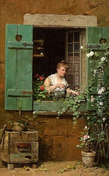 La Jeune Jardiniere Oil Painting - Emile Georges (Geo) Weiss