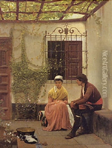 The Patio Oil Painting - William Bright Morris