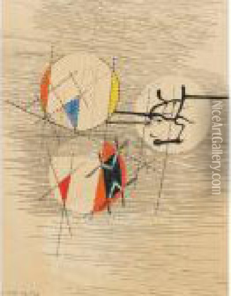 Composition With Three Circles Oil Painting - Laszlo Moholy-Nagy