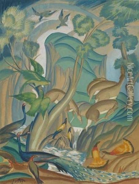 An Exotic Forest Oil Painting - Mikhail Pelopidovich Latri